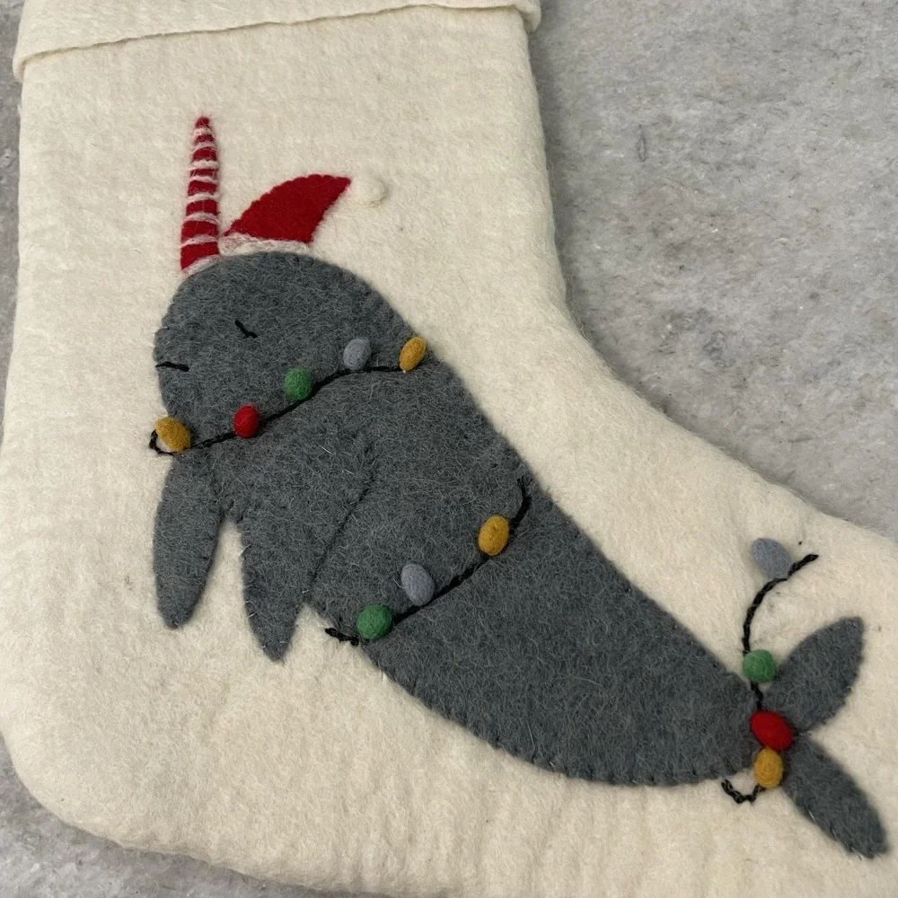 West Elm Christmas Stocking Narwhal Felt Personalized Rachel White Holiday